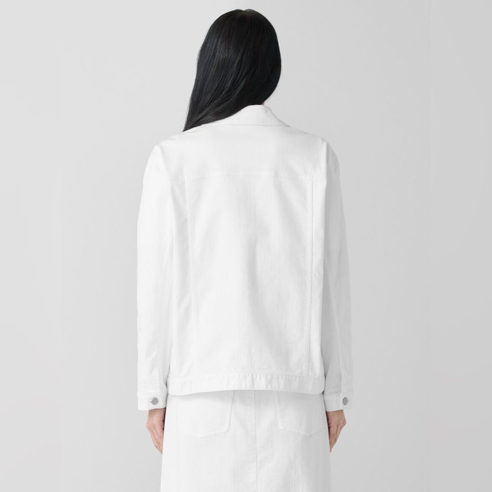 Eileen Fisher Garment-Dyed Organic Cotton Denim Jacket White 1X – Excellent - Picture 5 of 8